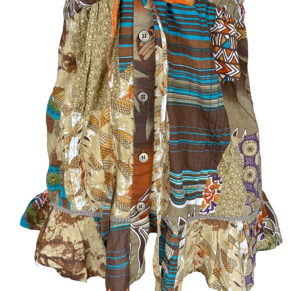 Dizzy Lizzy Medium Boho Patchwork Button Front Co… - image 6